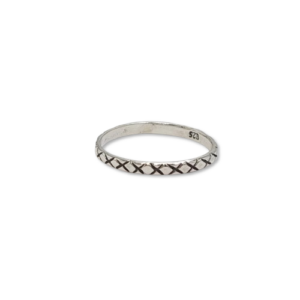 Cincin Perak Motif Silang (X Pattern) R690